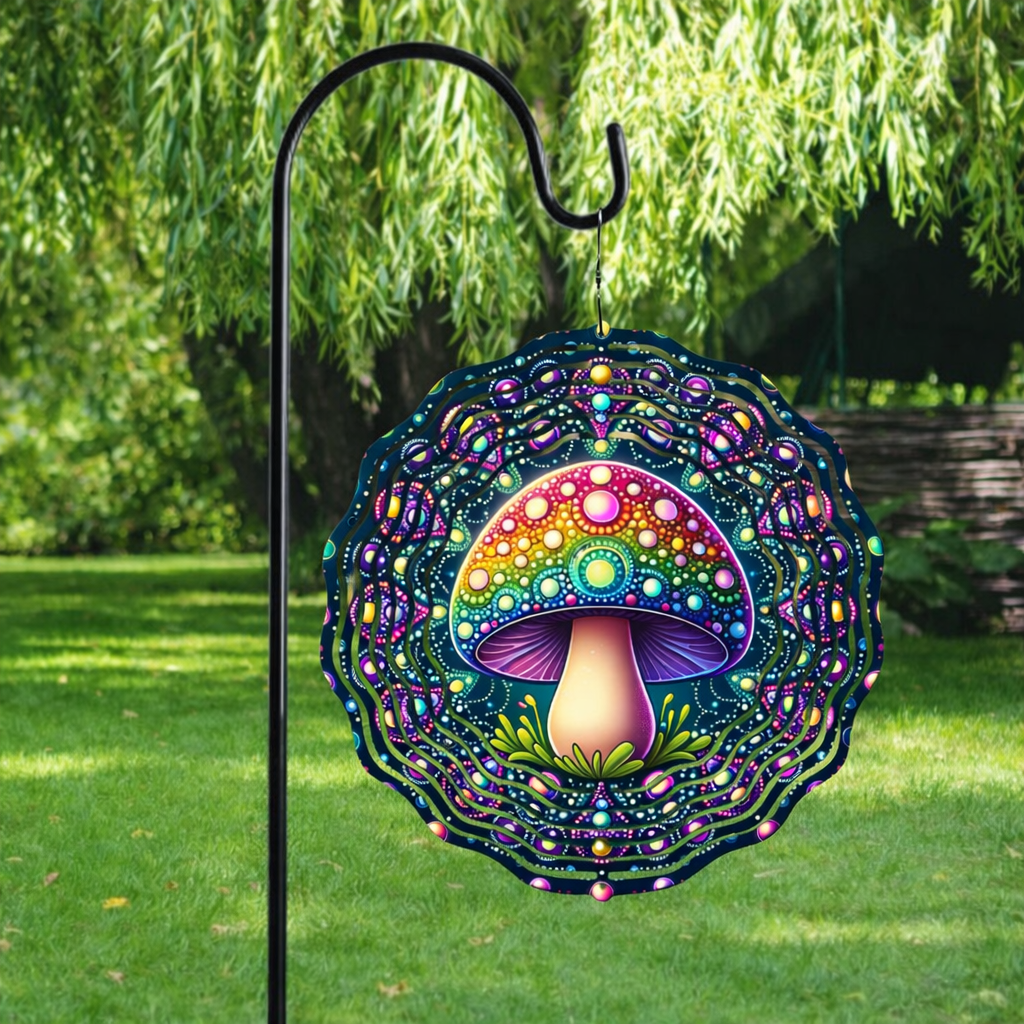 🌿 3D Wind Spinner – Mushroom Garden Decor