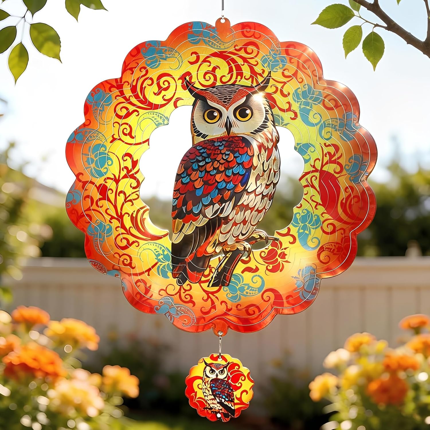 🌿 3D Wind Spinner – Owl Garden Decor