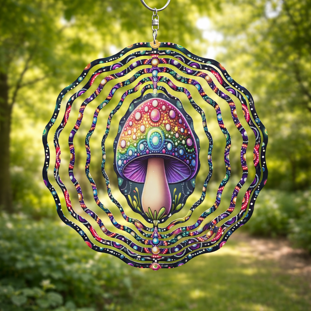 🌿 3D Wind Spinner – Mushroom Garden Decor