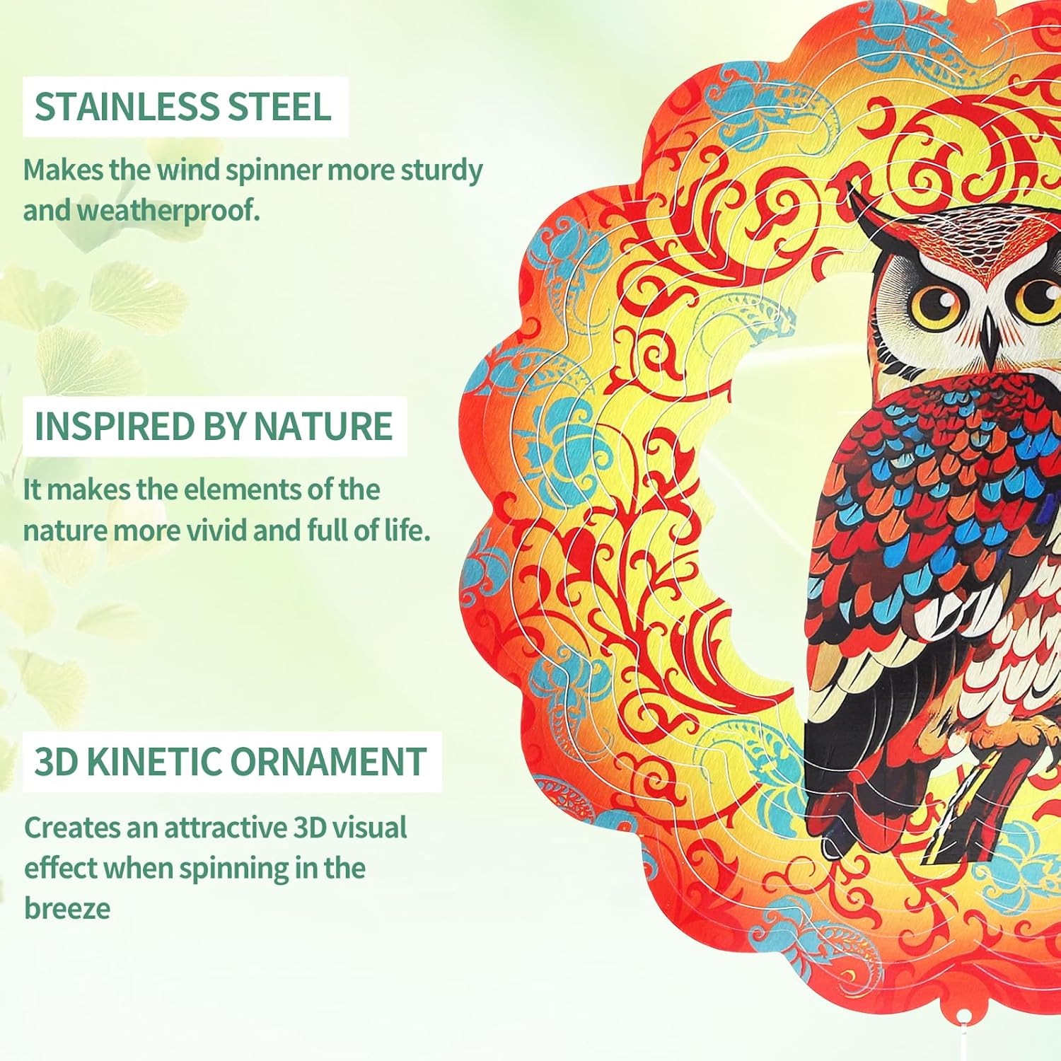 🌿 3D Wind Spinner – Owl Garden Decor