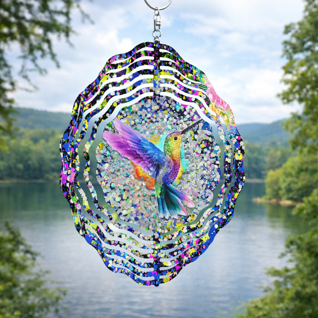 🌿 3D Wind Spinner – Hummingbird Garden Decor