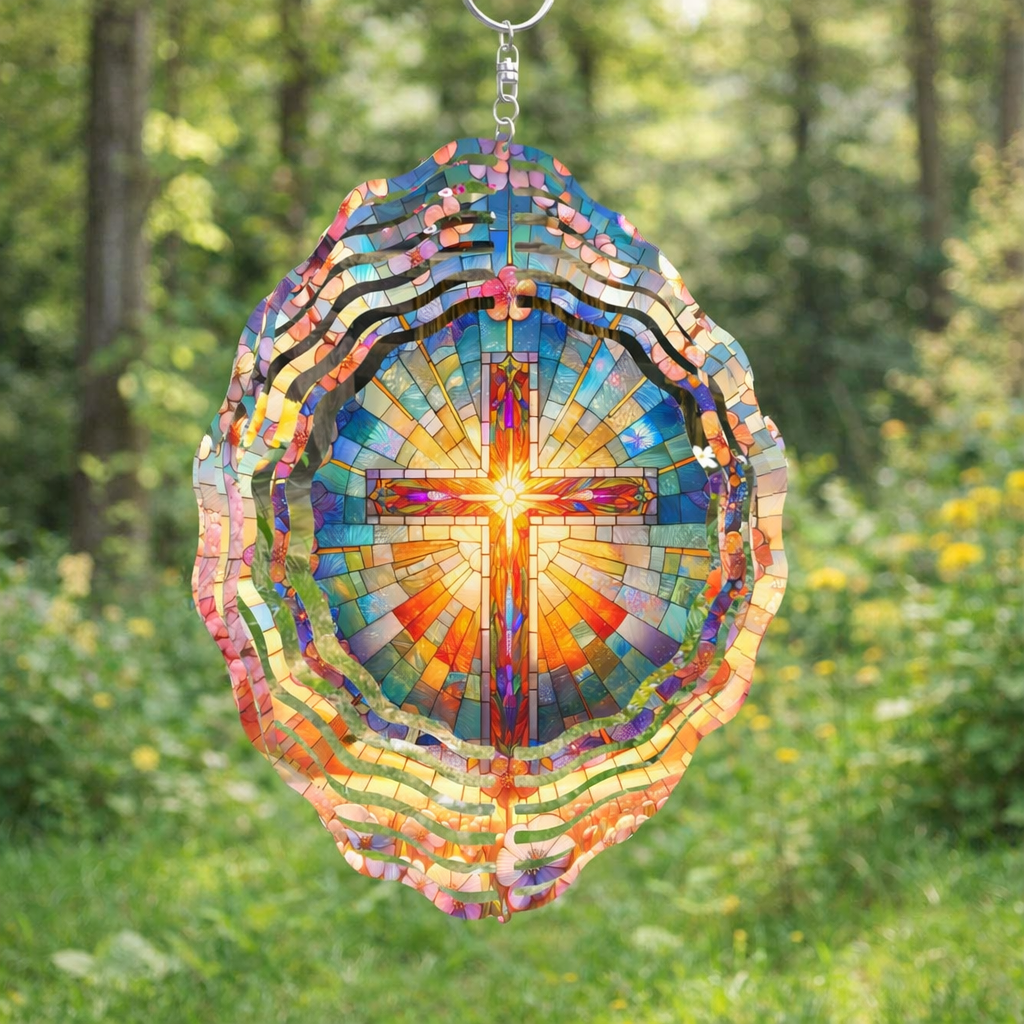 🌿 3D Wind Spinners – Cross Garden Decor