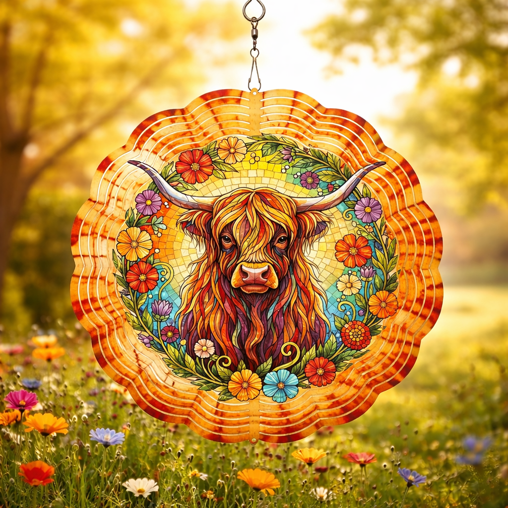 3D Wind Spinners – Highland Cow Garden Decor