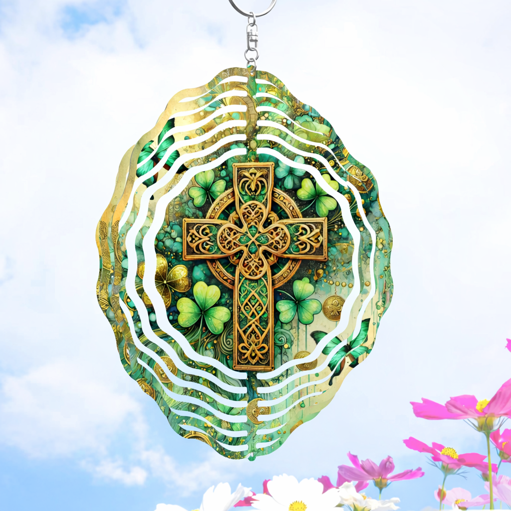 🌿 3D Wind Spinners – Cetic Cross Memorial Garden Decor