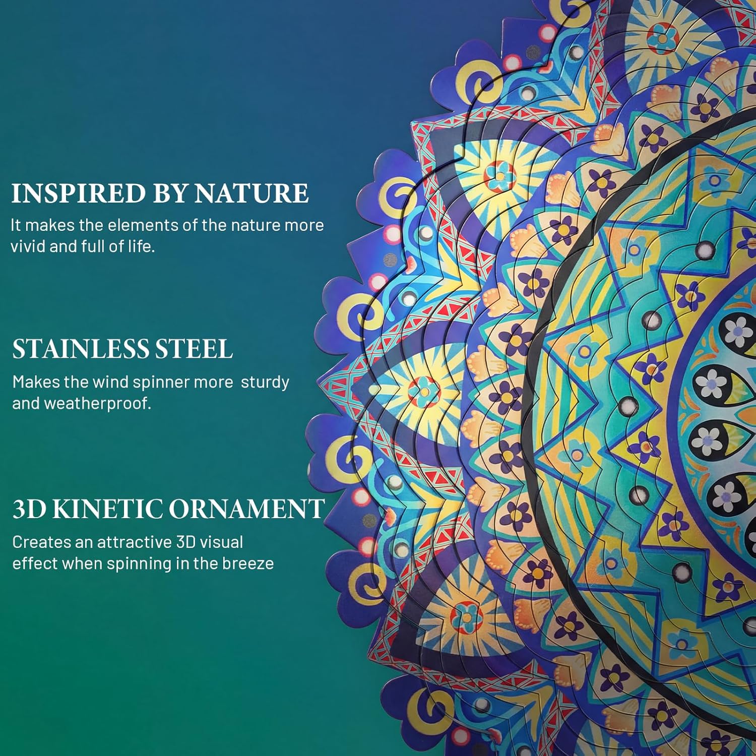 🌿 3D Wind Spinner – Mandala Garden Decor