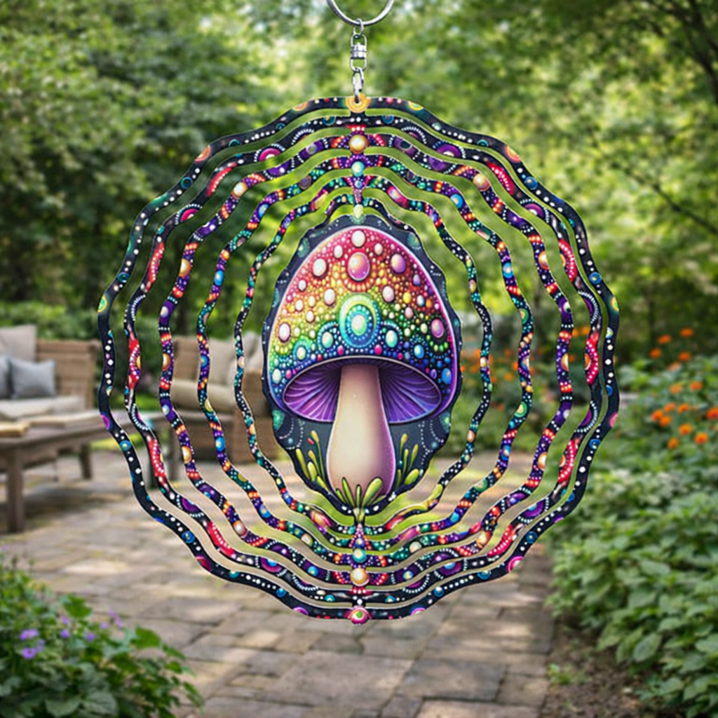 🌿 3D Wind Spinner – Mushroom Garden Decor