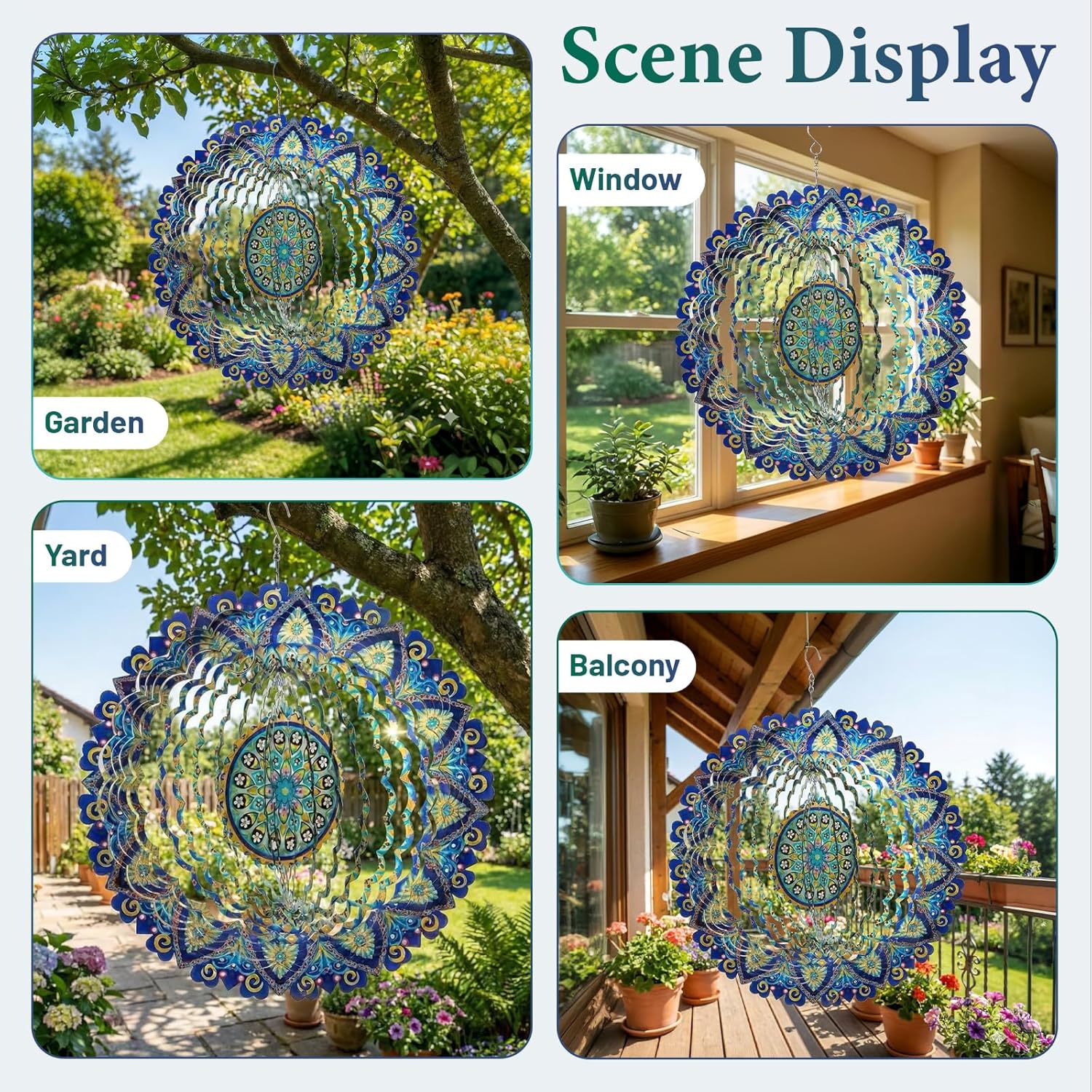 🌿 3D Wind Spinner – Mandala Garden Decor