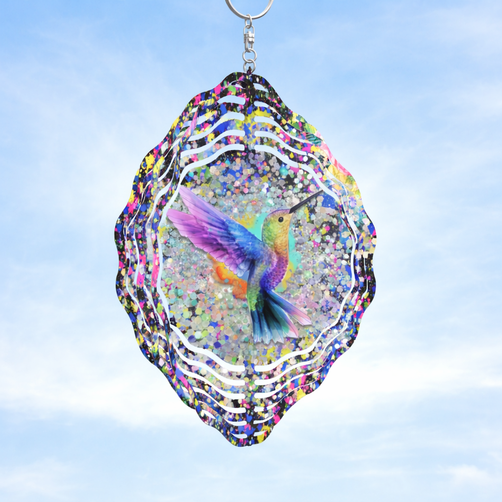 🌿 3D Wind Spinner – Hummingbird Garden Decor