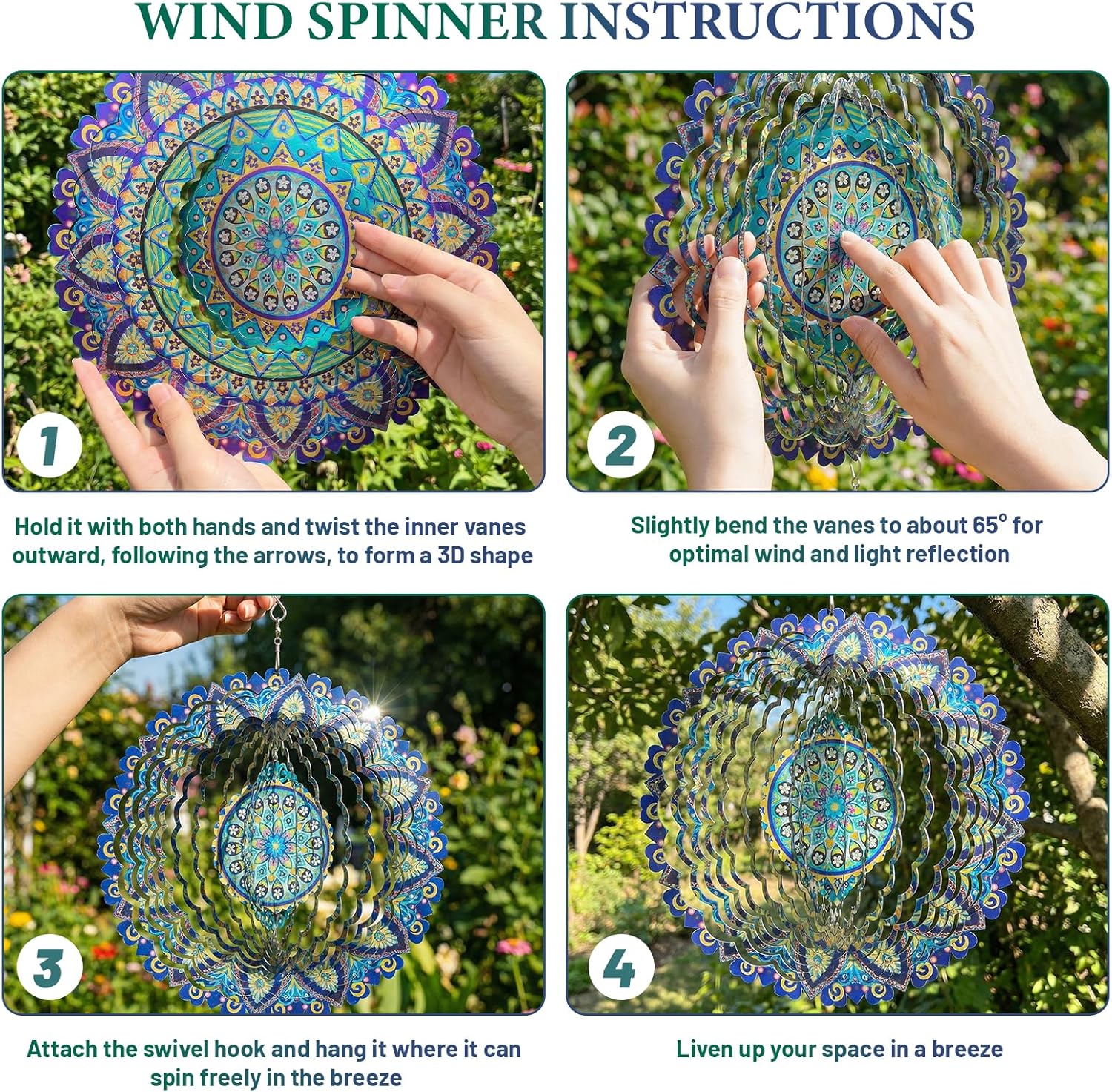 🌿 3D Wind Spinner – Mandala Garden Decor