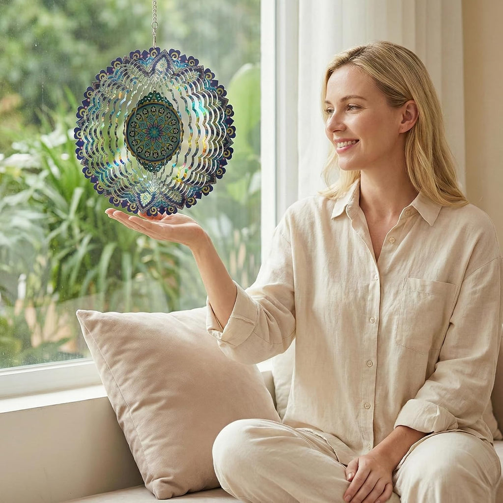 🌿 3D Wind Spinner – Mandala Garden Decor