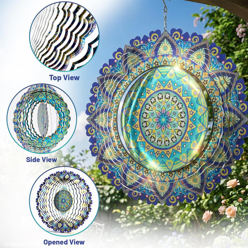 🌿 3D Wind Spinner – Mandala Garden Decor