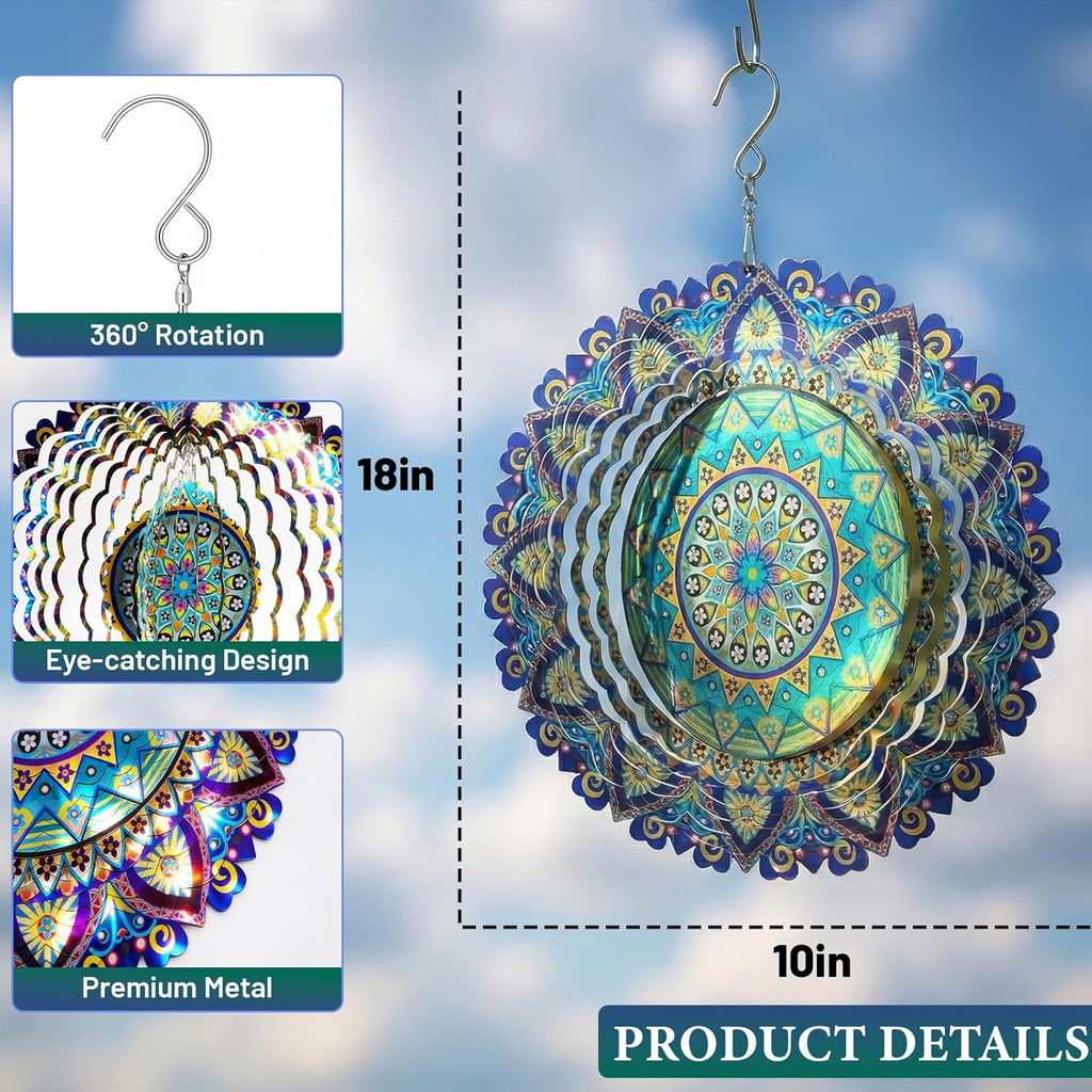🌿 3D Wind Spinner – Mandala Garden Decor